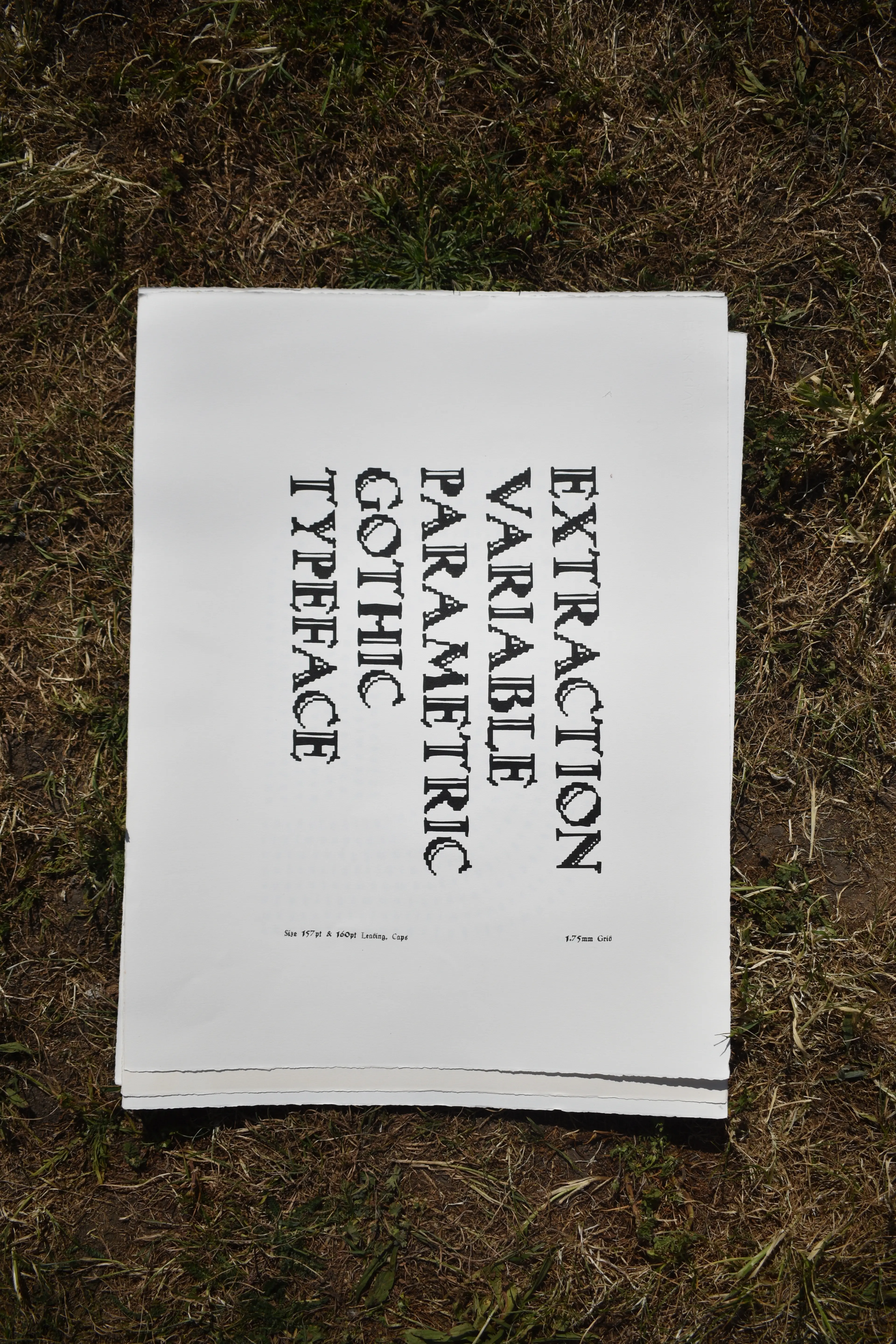 Extraction. Variable, parametric, gothic typeface by Alyosha Mungo Hipkin
